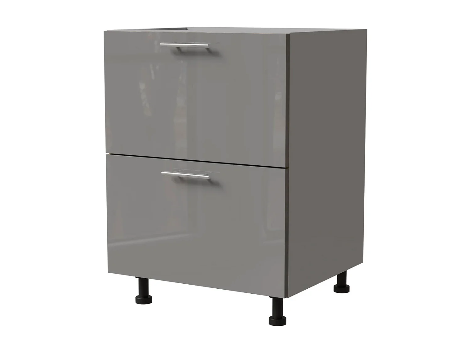 SCHUBLADENUNTERSCHRANK Essen D2A/60/1A Grau Hochglanz / Grau Matt 60 / 50 / 82cm