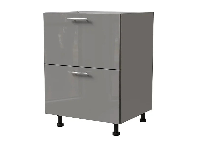 SCHUBLADENUNTERSCHRANK Essen D2A/60/1A Grau Hochglanz / Grau Matt 60 / 50 / 82cm