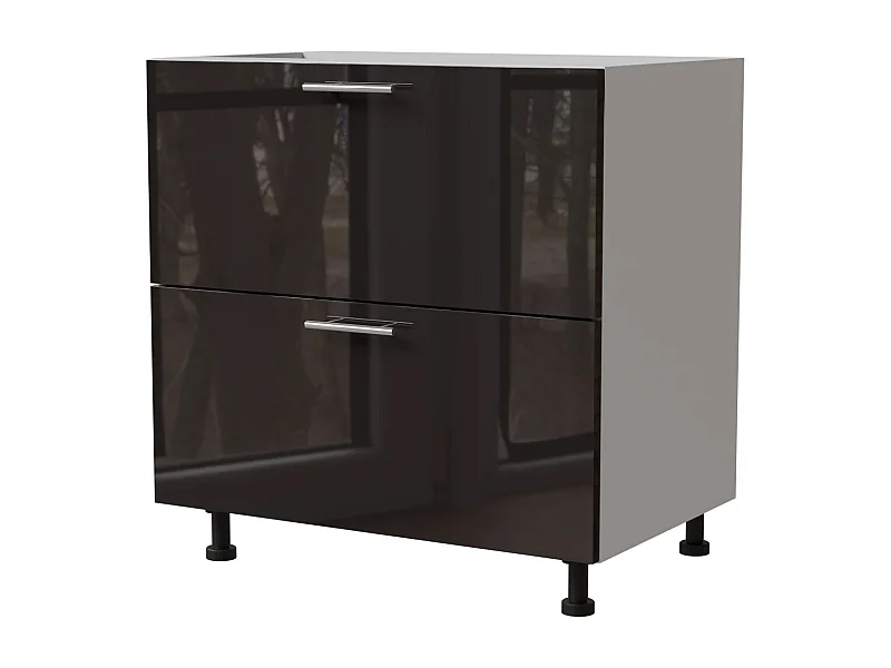 SCHUBALADENUNTERSCHRANK Essen D2A/90/1A Schwarz Hochglanz / Weiß Matt 90 / 50 / 82cm