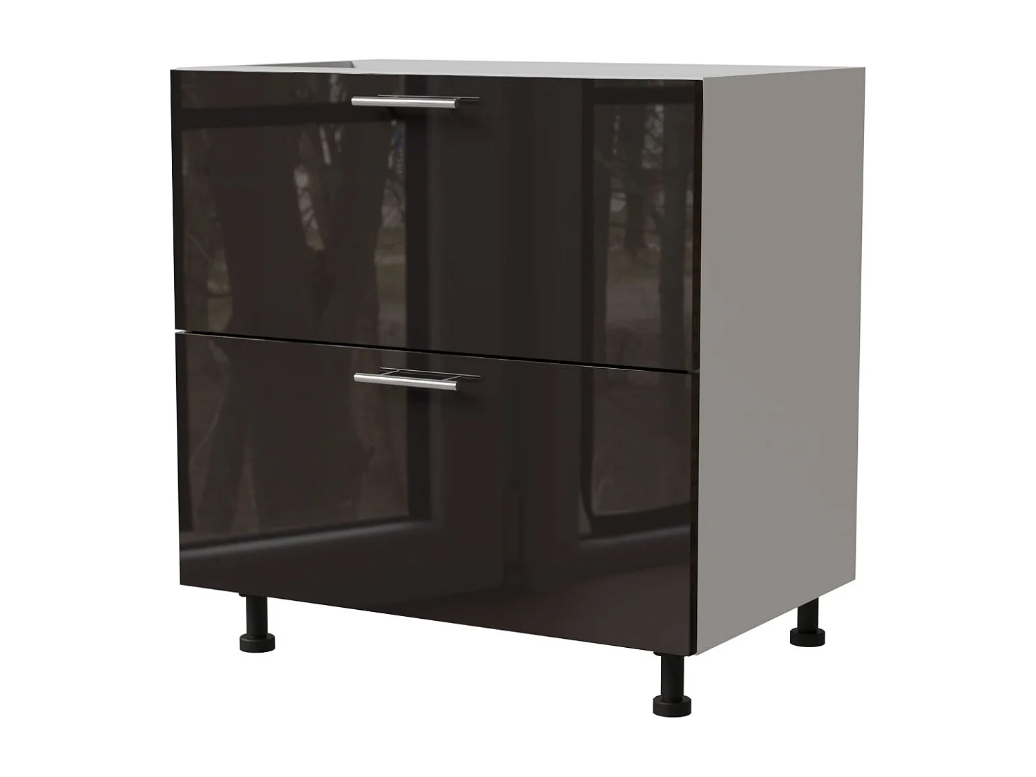 SCHUBALADENUNTERSCHRANK Essen D2A/90/1A Schwarz Hochglanz / Weiß Matt 90 / 50 / 82cm