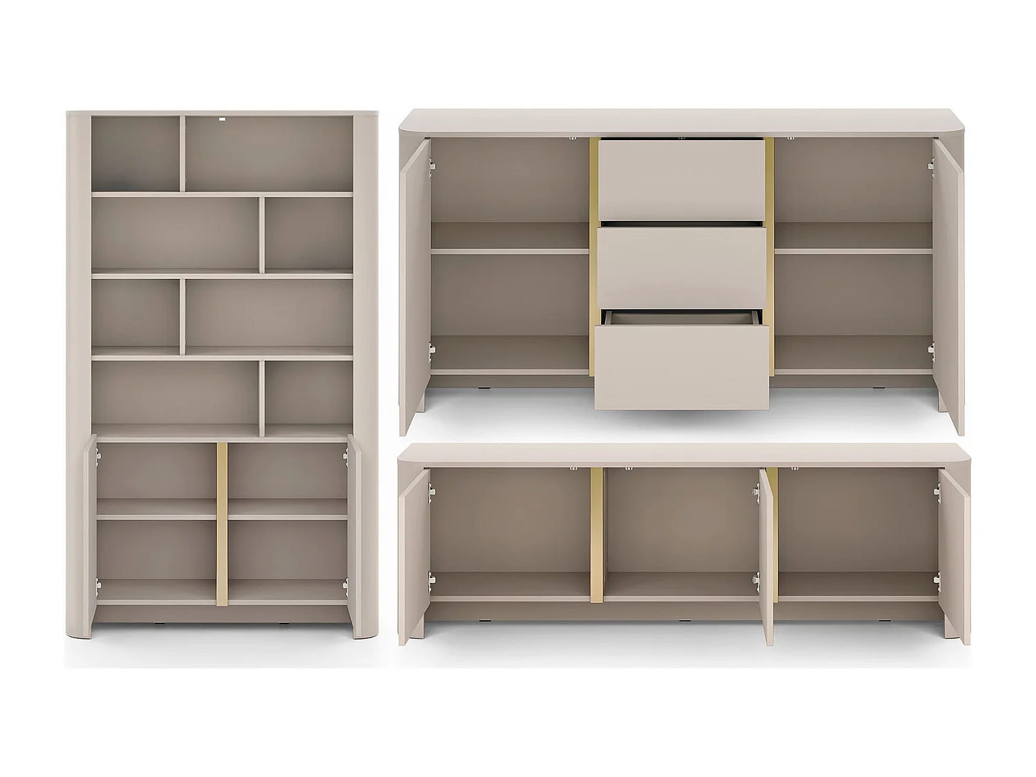 WOHNZIMMER-SET Bari Kaschmir / Gold (3er-Set)