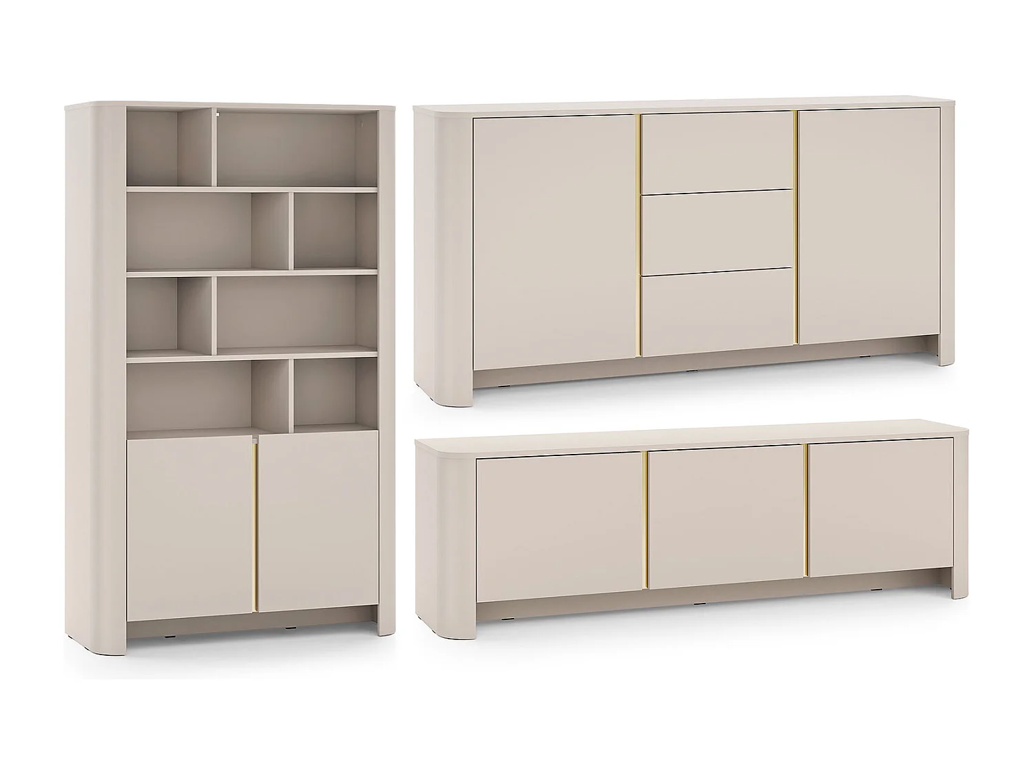 WOHNZIMMER-SET Bari Kaschmir / Gold (3er-Set)