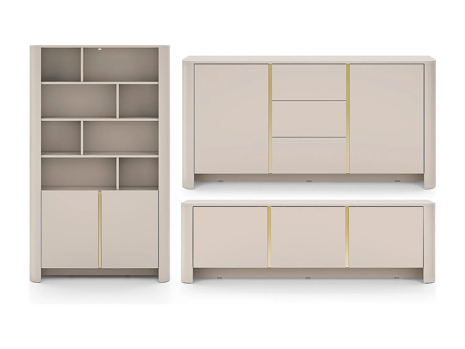 WOHNZIMMER-SET Bari Kaschmir / Gold (3er-Set)