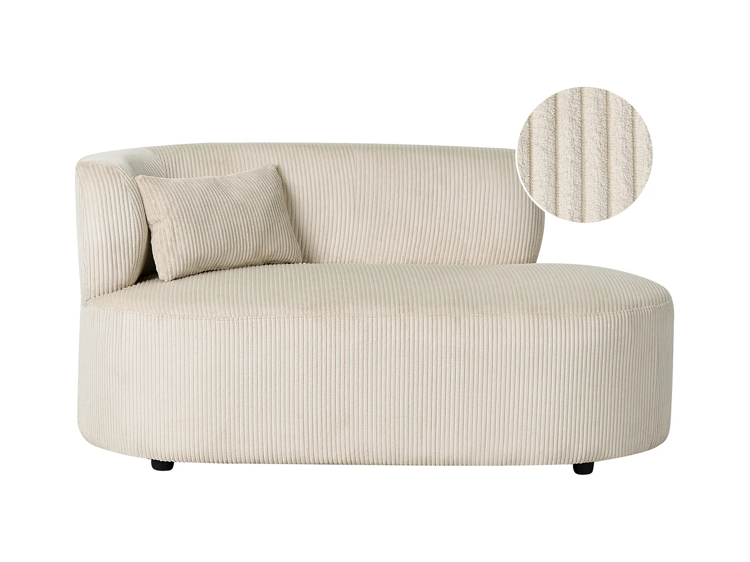 Chaise longue côté droite VANVEY Velours côtelé Beige