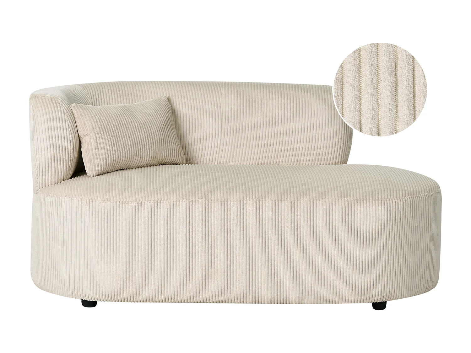 Chaise longue côté gauche VANVEY Velours côtelé Beige clair