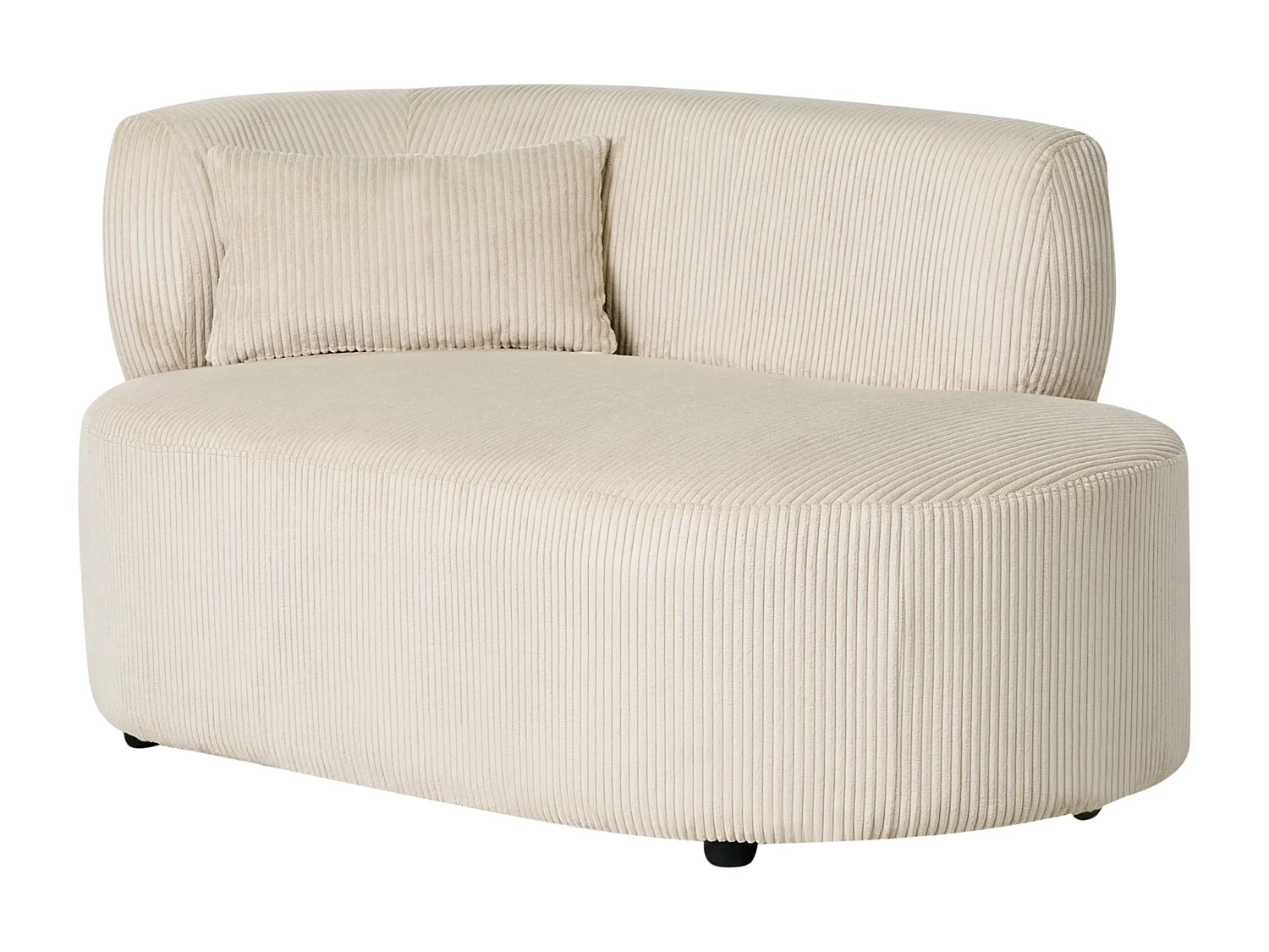 Chaise longue côté gauche VANVEY Velours côtelé Beige clair
