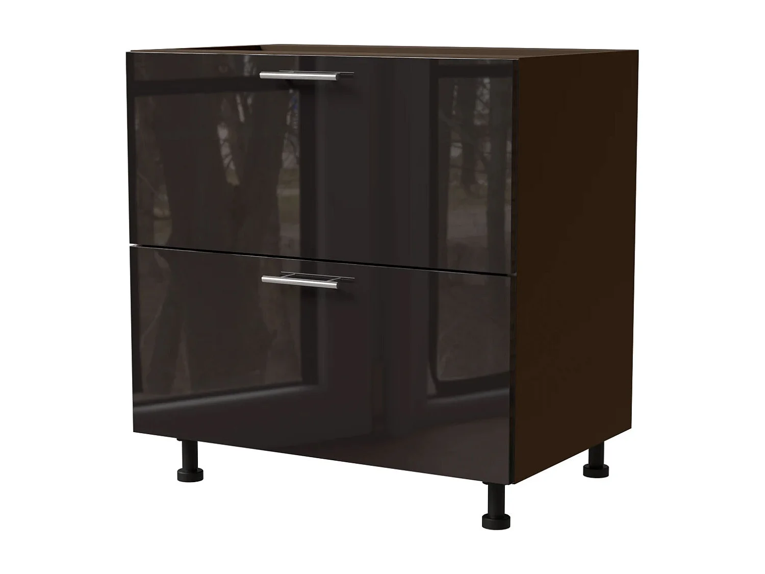 SCHUBALADENUNTERSCHRANK Essen D2A/90/1A Schwarz Hochglanz / Lava Matt 90 / 50 / 82cm