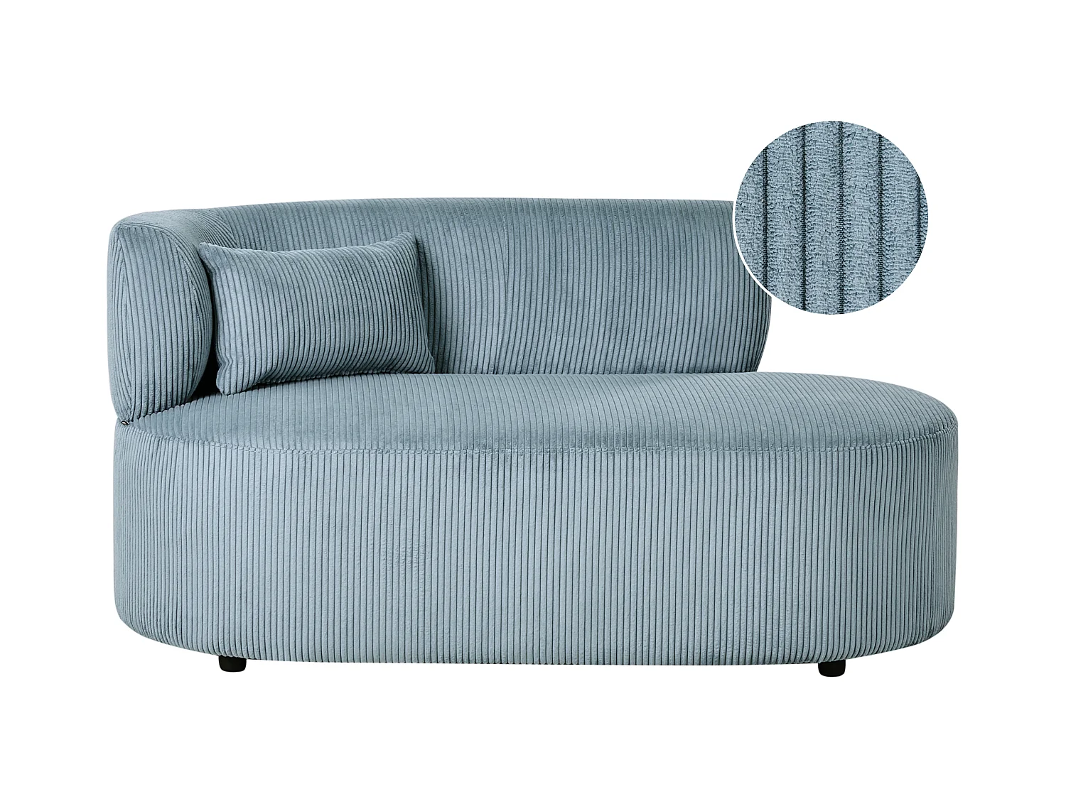 Chaise longue côté droite VANVEY Velours côtelé Bleu