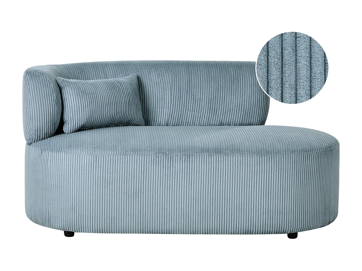 Chaise longue côté droite VANVEY Velours côtelé Bleu