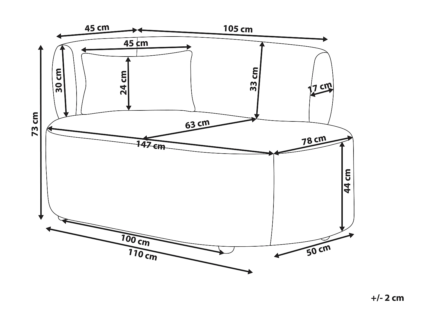 Chaise longue côté gauche VANVEY Velours côtelé Bleu