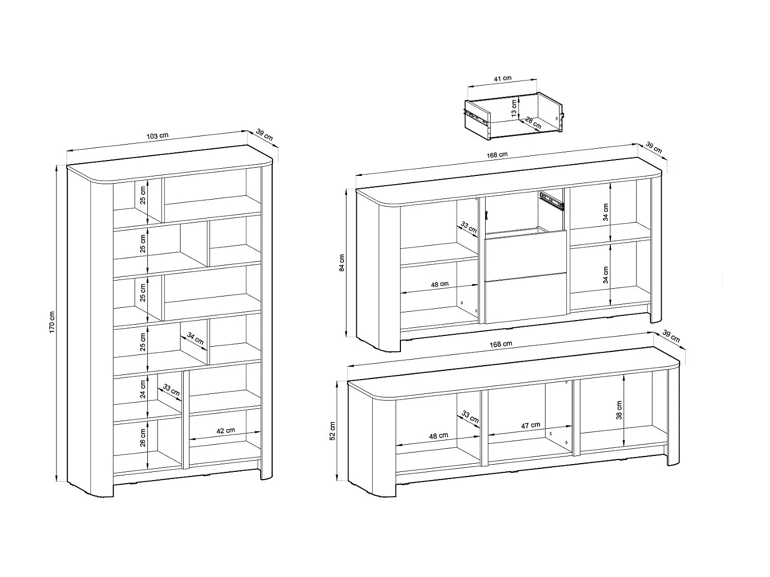 WOHNZIMMER-SET Bari (3er-Set)