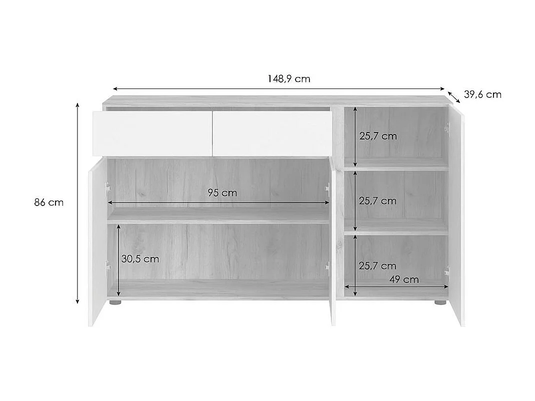 SIDEBOARD Morongo Eiche Kraft Gold / anthrazit 149 / 40 / 86cm
