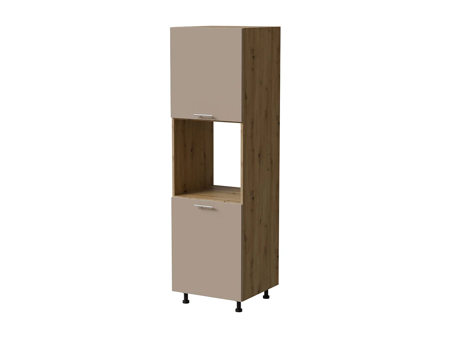 BACKOFENUMBAUSCHRANK Brerra D14/RU/2D RAL 1019 graubeige Matt / Eiche Artisan Matt 60 / 59 / 207cm