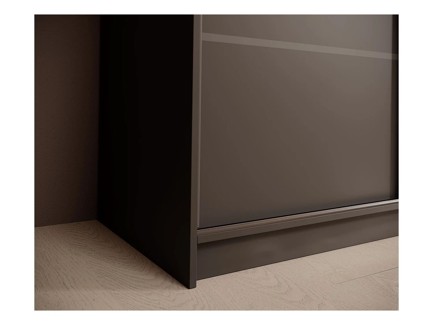 Kleiderschrank Walter (200cm)/Schiebetüren/Spiegel/Schwarz