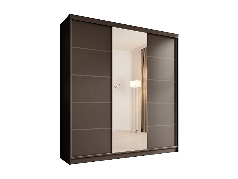 Armadio Walter (200cm)/ante scorrevoli/specchio/Nero