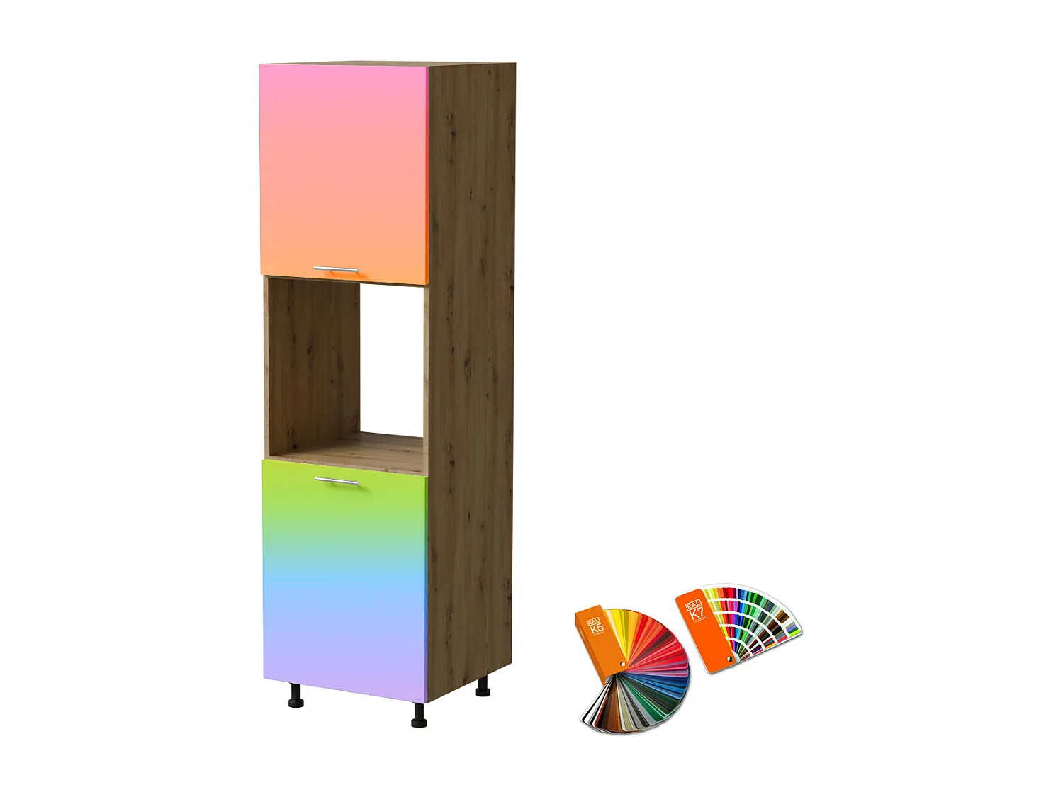 BACKOFENUMBAUSCHRANK Brerra D14/RU/2D RAL Wunschfarbe (K5 oder K7) / Eiche Artisan Matt 60 / 59 / 207cm