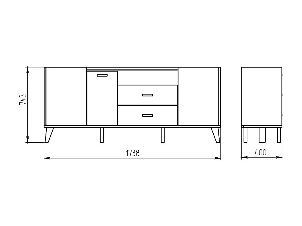 SIDEBOARD Skandi weiß / wotan eiche 174 / 40 / 74cm
