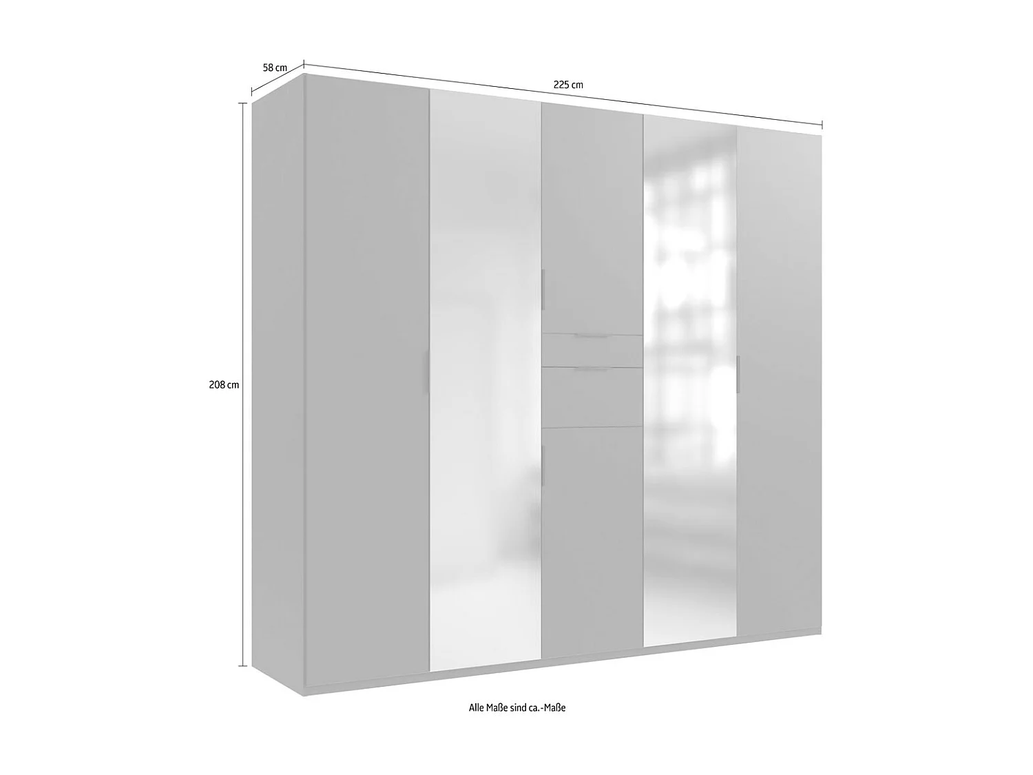 KLEIDERSCHRANK Moldau Plankeneiche 225cm / 58 / 208cm