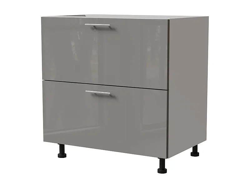 SCHUBLADENUNTERSCHRANK Essen D2A/80/1A X Hochglanz / Grau Matt 80 / 50 / 82cm