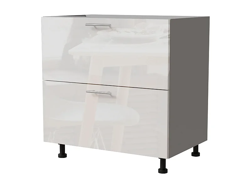 SCHUBALADENUNTERSCHRANK Essen D2A/90/1A Weiß Hochglanz / Grau Matt 90 / 50 / 82cm