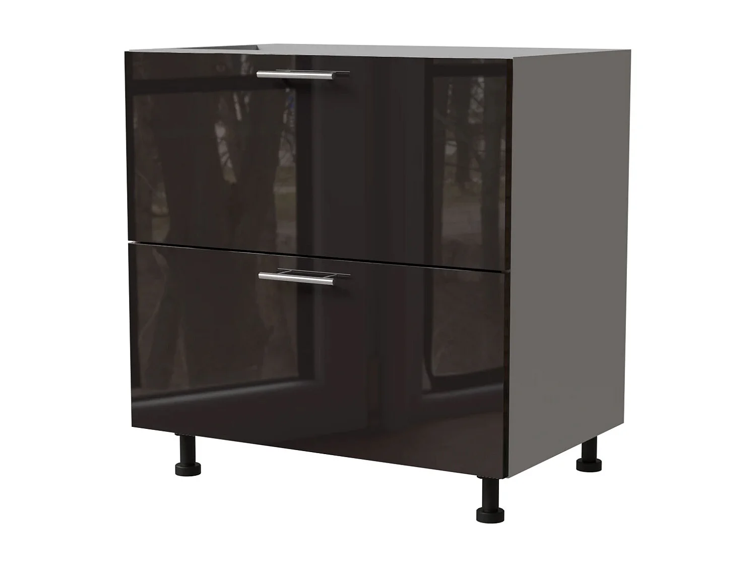 SCHUBLADENUNTERSCHRANK Essen D2A/80/1A X Hochglanz / Grau Matt 80 / 50 / 82cm