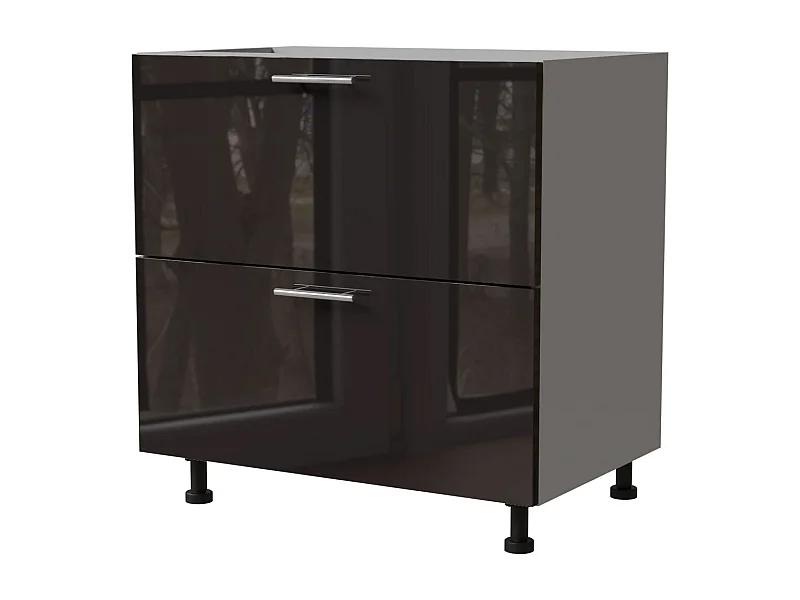 SCHUBLADENUNTERSCHRANK Essen D2A/80/1A X Hochglanz / Grau Matt 80 / 50 / 82cm