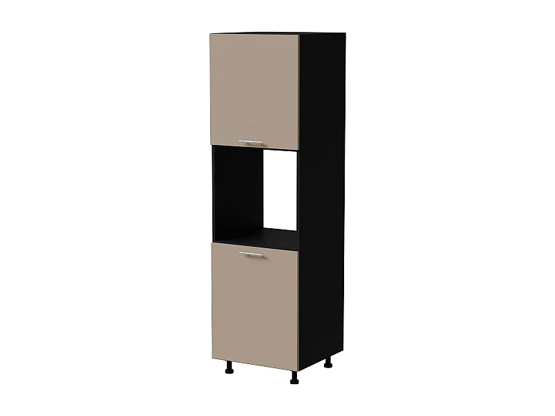 BACKOFENUMBAUSCHRANK Brerra D14/RU/2D RAL 1019 graubeige Matt / Schwarz Matt 60 / 59 / 207cm