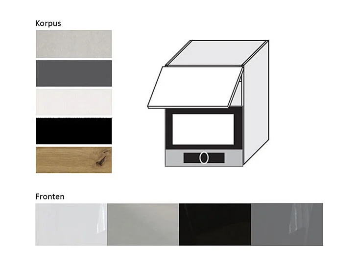 MIKROWELLENUMBAUSCHRANK Essen W2MK/60 Weiß Hochglanz / Eiche Artisan Matt 60 / 32,5 / 72cm