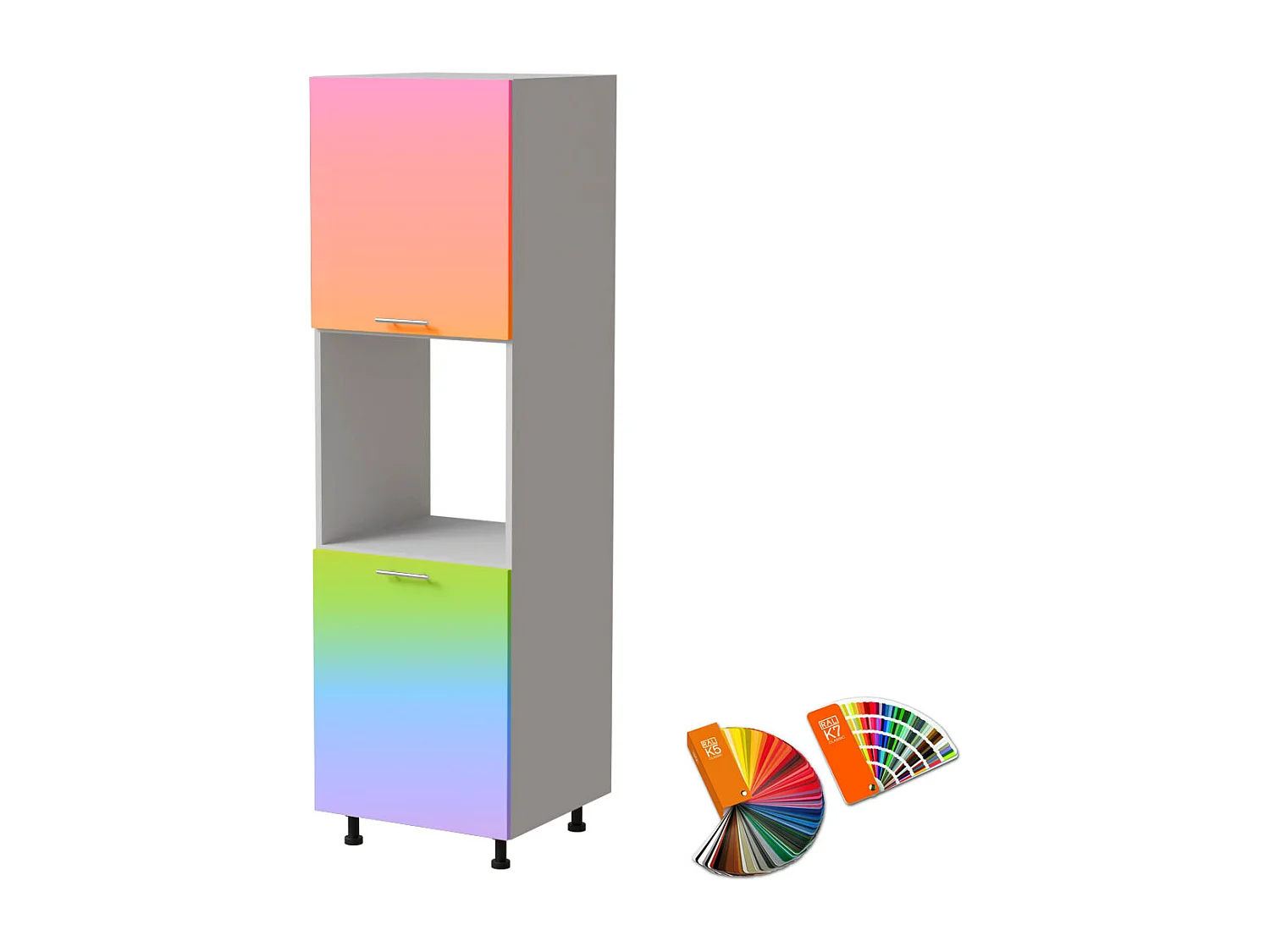 BACKOFENUMBAUSCHRANK Brerra D14/RU/2D RAL Wunschfarbe (K5 oder K7) / Weiß Matt 60 / 59 / 207cm