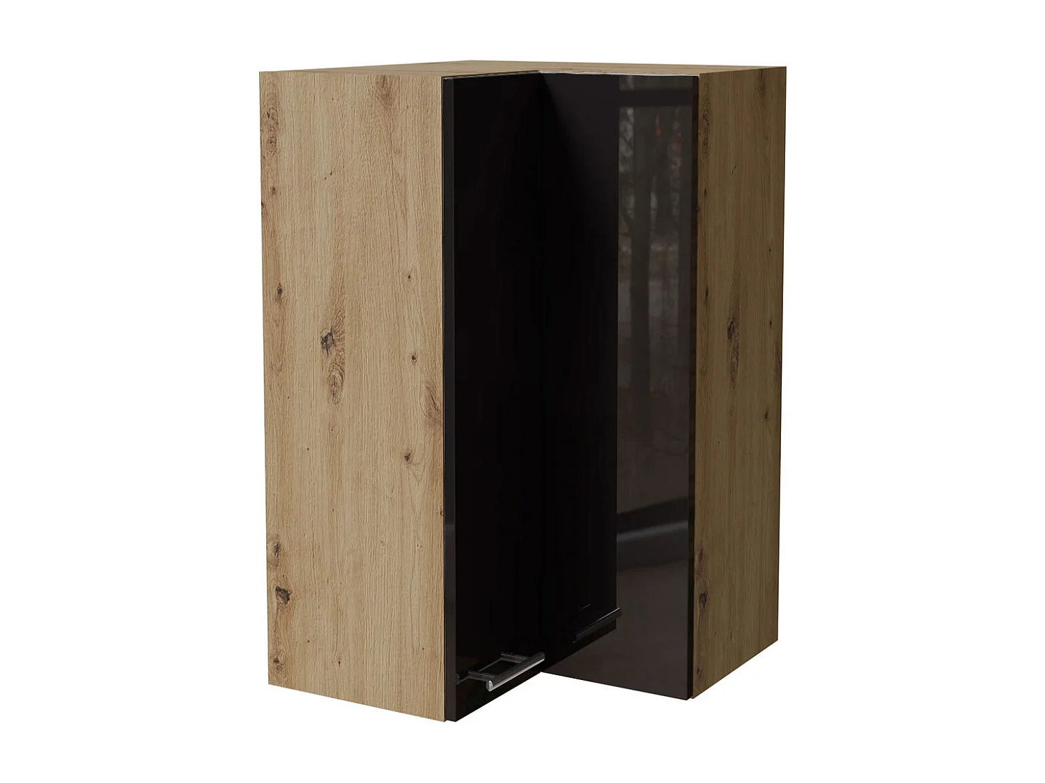 ECKHÄNGESCHRANK Essen W14/60 Schwarz Hochglanz / Eiche Artisan Matt 60 / 60 / 96cm