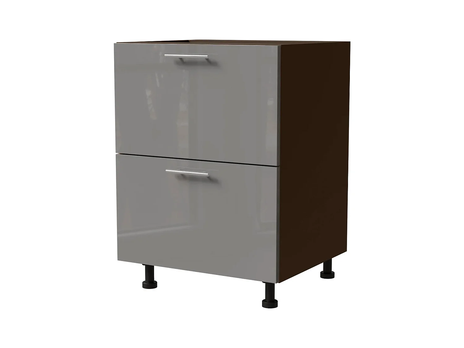SCHUBLADENUNTERSCHRANK Essen D2A/60/1A Grau Hochglanz / Lava Matt 60 / 50 / 82cm