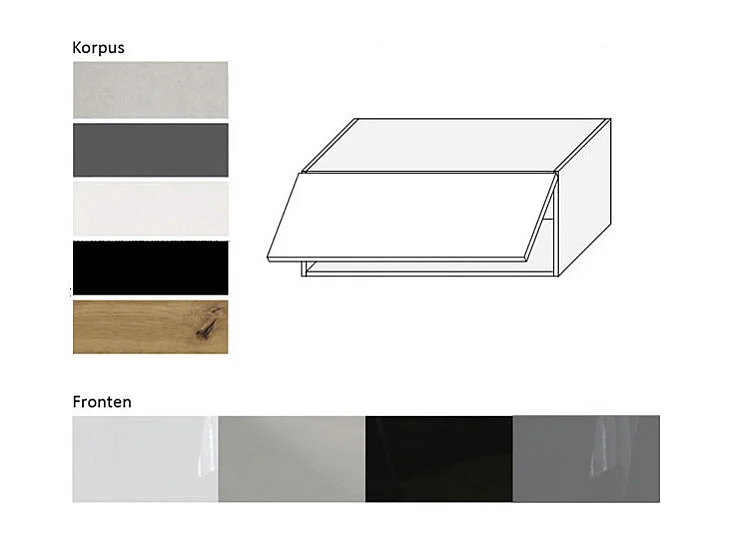 KLAPPHÄNGESCHRANK Essen W4B/90 Grau Hochglanz / Schwarz Matt 90 / 32,5 / 36cm