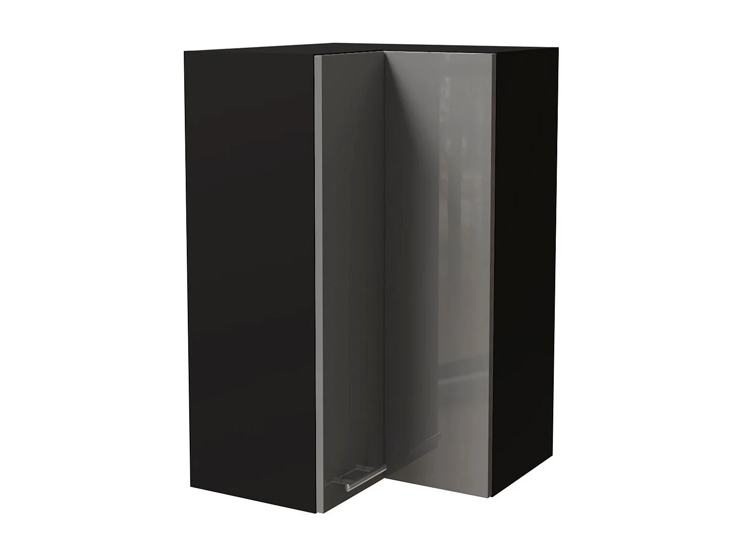 ECKHÄNGESCHRANK Essen W14/60 Grau Hochglanz / Schwarz Matt 60 / 60 / 96cm