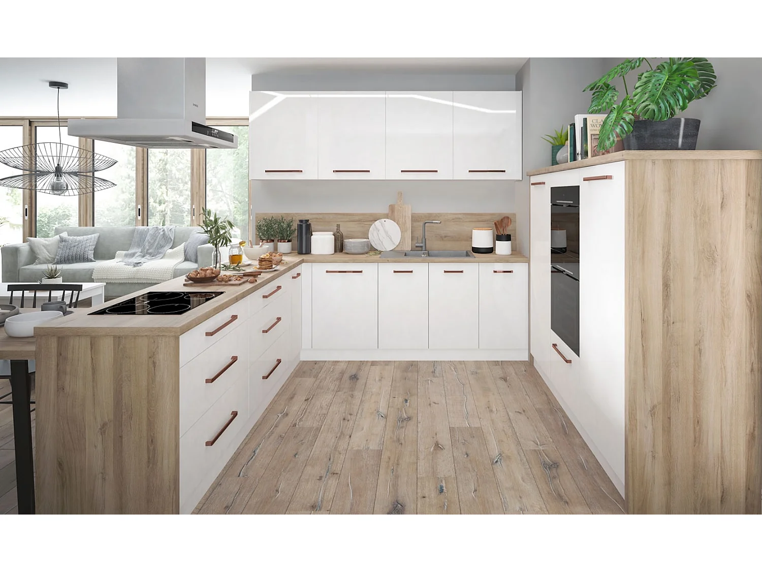 KLAPPHÄNGESCHRANK Essen W4B/30 Weiß Hochglanz / Grau Matt 30 / 32,5 / 36cm