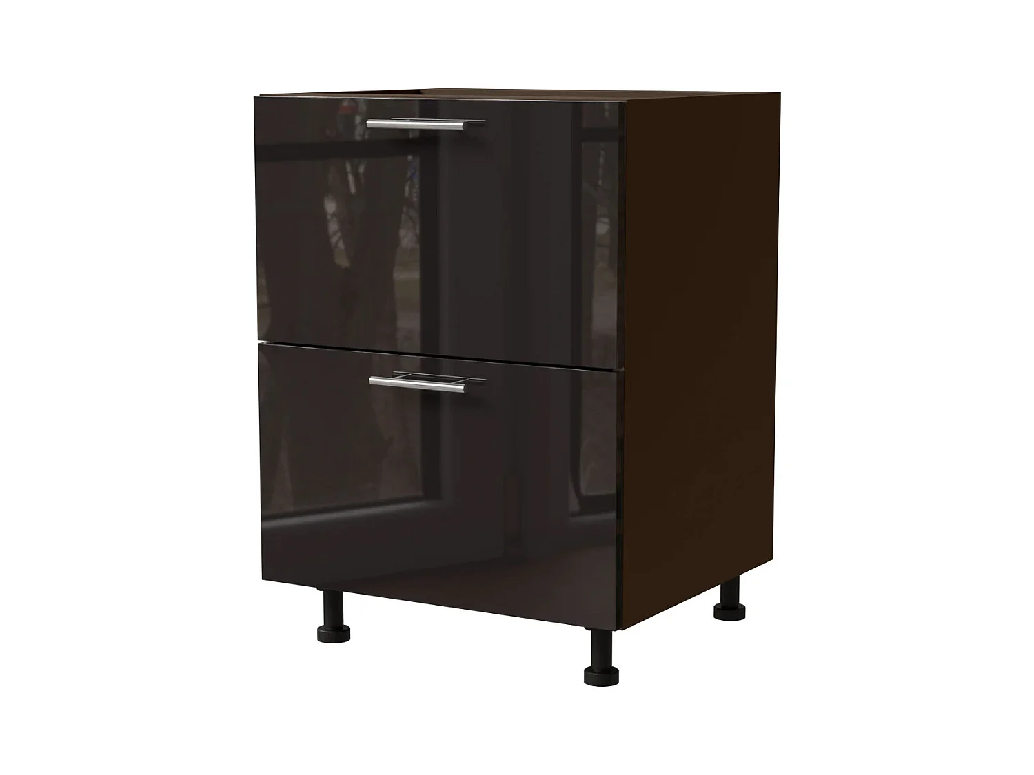 SCHUBLADENUNTERSCHRANK Essen D2A/60/1A Schwarz Hochglanz / Lava Matt 60 / 50 / 82cm