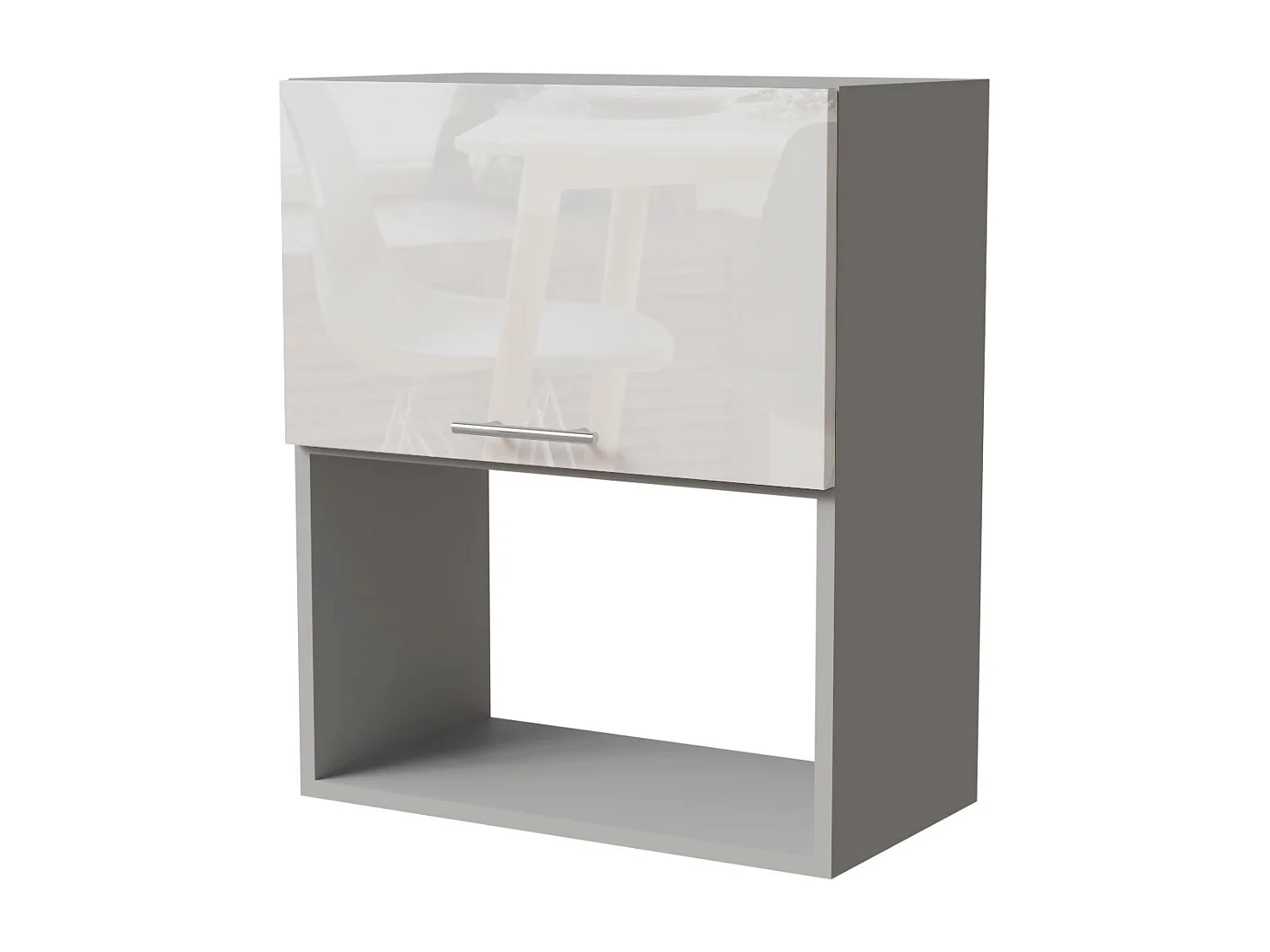 MIKROWELLENUMBAUSCHRANK Essen W2MK/60 Weiß Hochglanz / Grau Matt 60 / 32,5 / 72cm