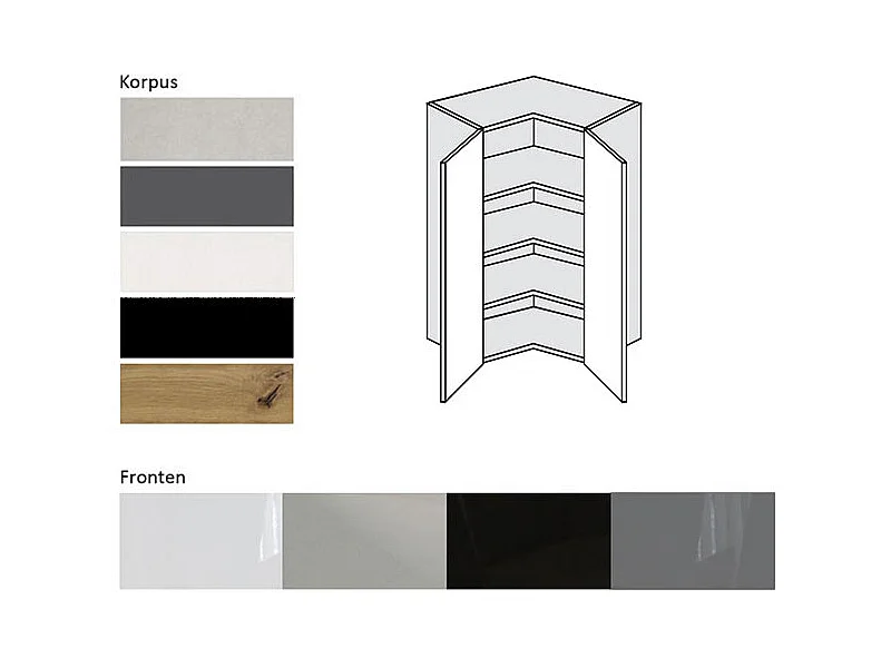 ECKHÄNGESCHRANK Essen W14/60 Grau Hochglanz / Grau Matt 60 / 60 / 96cm