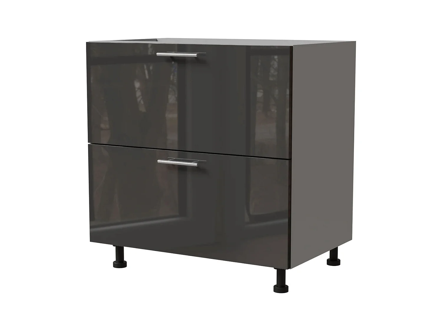 SCHUBLADENUNTERSCHRANK Essen D2A/80/1A X Hochglanz / Grau Matt 80 / 50 / 82cm