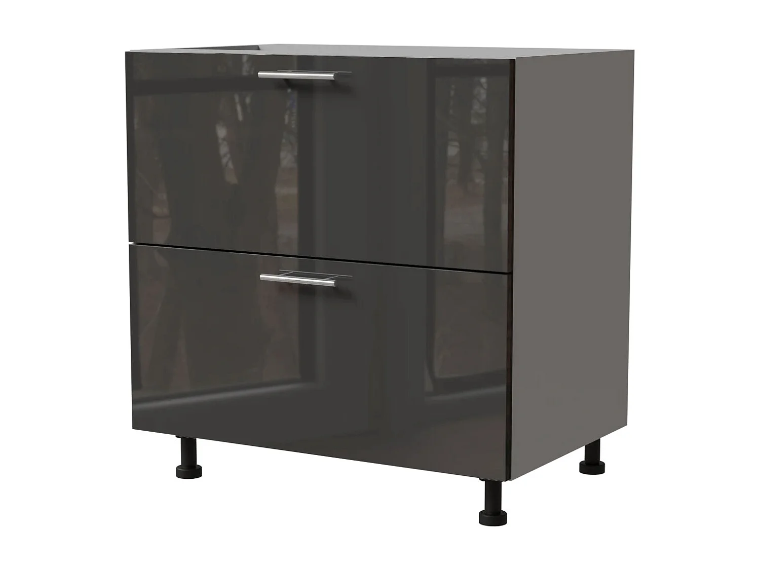 SCHUBLADENUNTERSCHRANK Essen D2A/80/1A X Hochglanz / Grau Matt 80 / 50 / 82cm