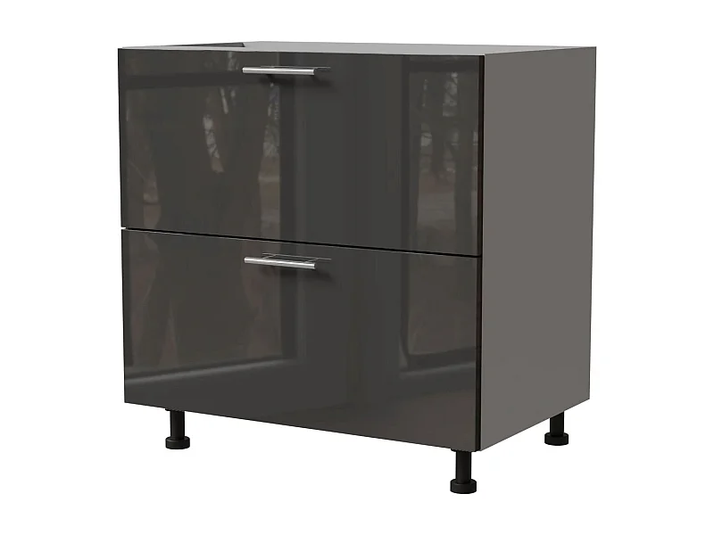 SCHUBLADENUNTERSCHRANK Essen D2A/80/1A X Hochglanz / Grau Matt 80 / 50 / 82cm