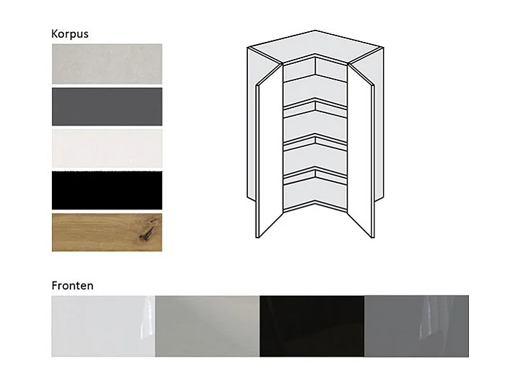 ECKHÄNGESCHRANK Essen W14/60 Graphit Hochglanz / Weiß Matt 60 / 60 / 96cm