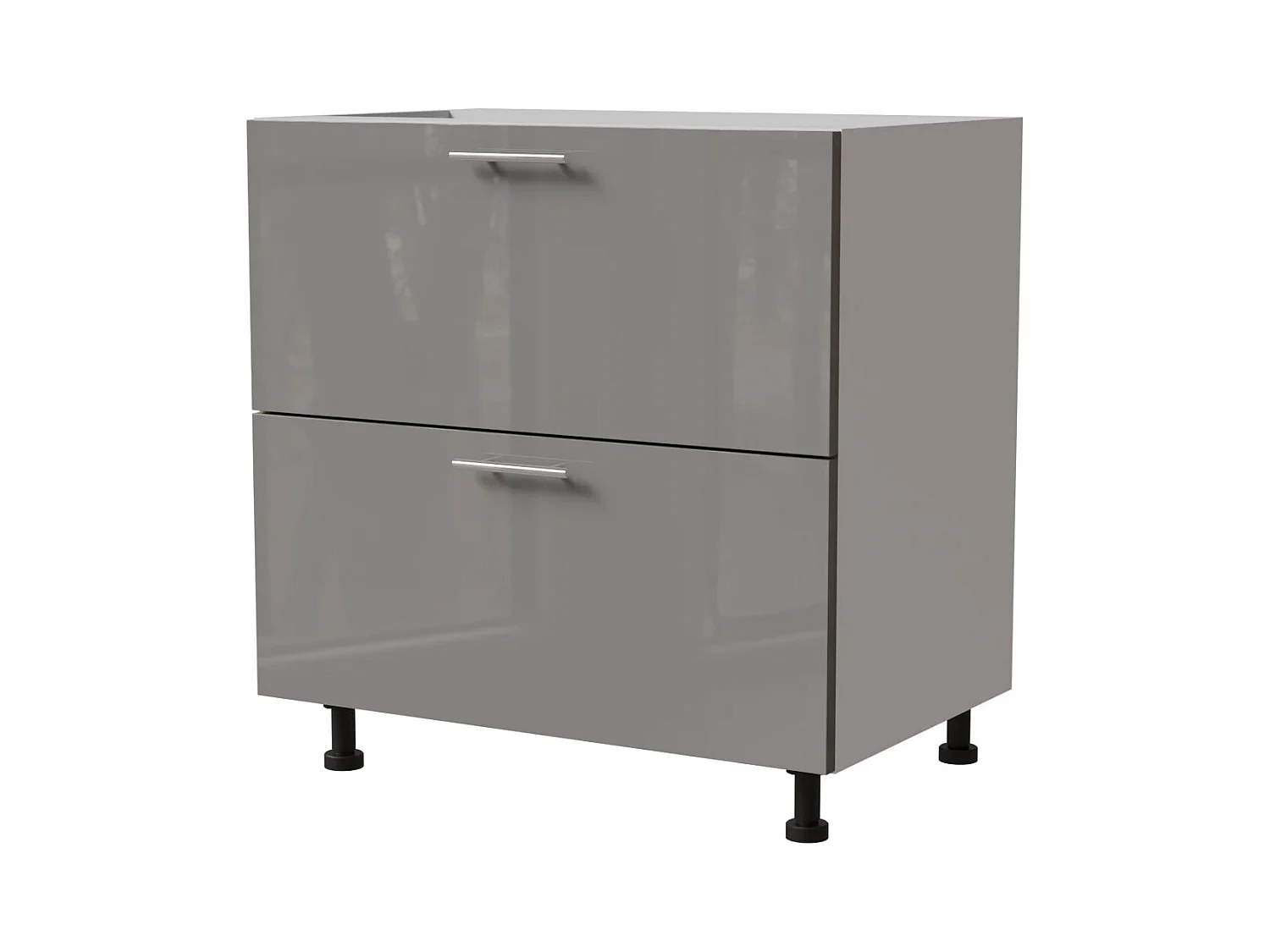 SCHUBLADENUNTERSCHRANK Essen D2A/80/1A Grau Hochglanz / Weiß Matt 80 / 50 / 82cm