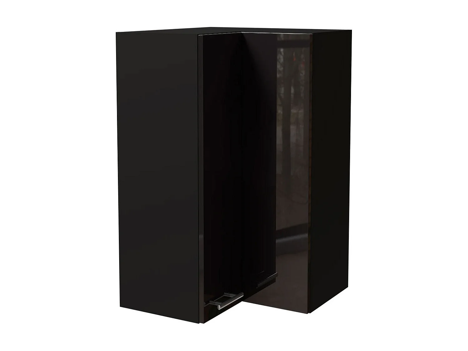 ECKHÄNGESCHRANK Essen W14/60 Schwarz Hochglanz / Schwarz Matt 60 / 60 / 96cm