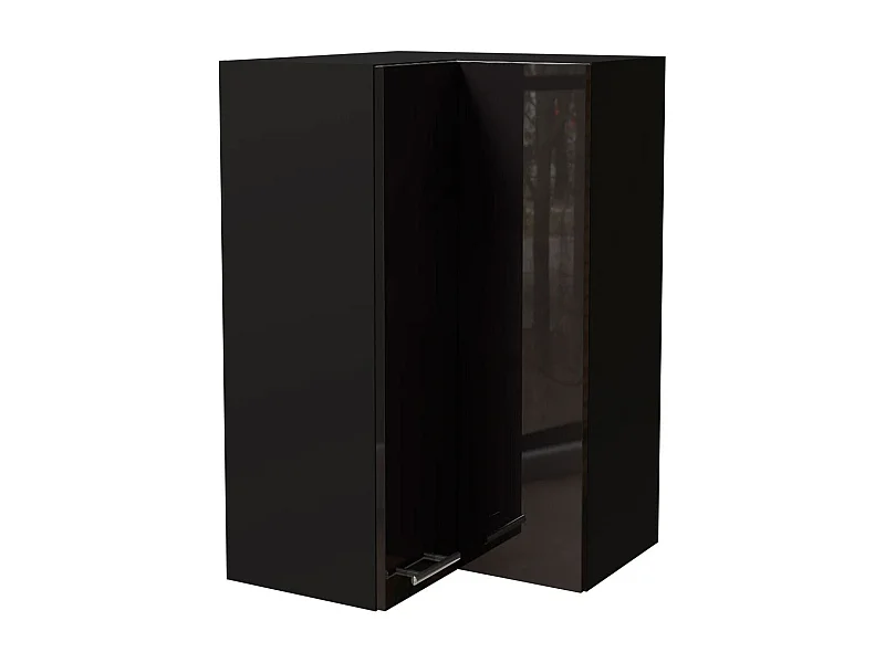 ECKHÄNGESCHRANK Essen W14/60 Schwarz Hochglanz / Schwarz Matt 60 / 60 / 96cm