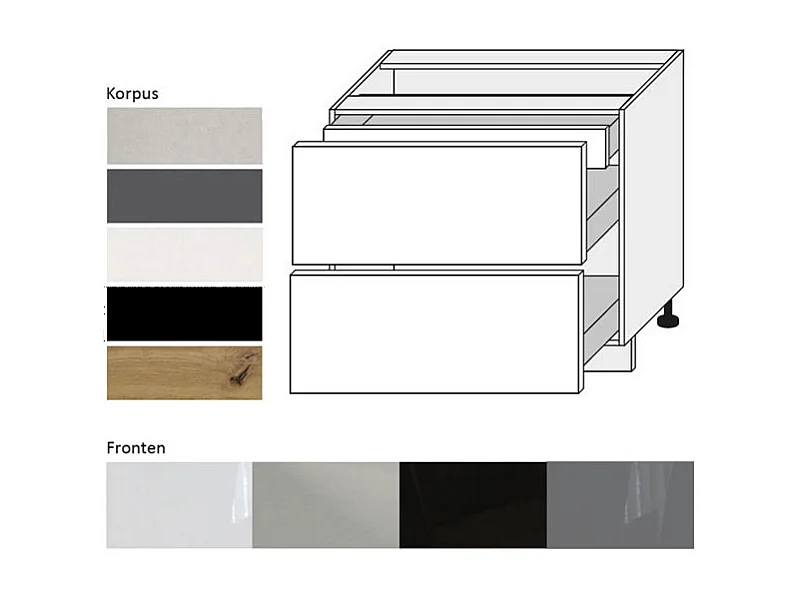 SCHUBALADENUNTERSCHRANK Essen D2A/90/1A Weiß Hochglanz / Eiche Artisan Matt 90 / 50 / 82cm