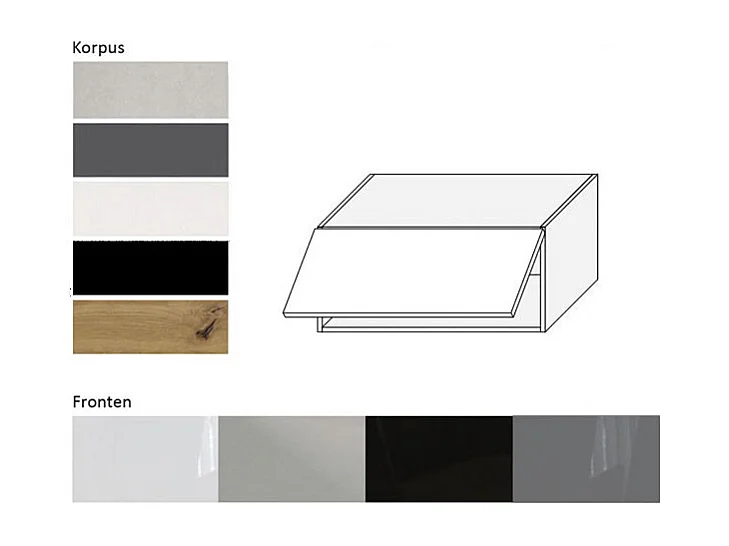 KLAPPHÄNGESCHRANK Essen W4B/80 Schwarz Hochglanz / Eiche Artisan Matt 80 / 32,5 / 36cm