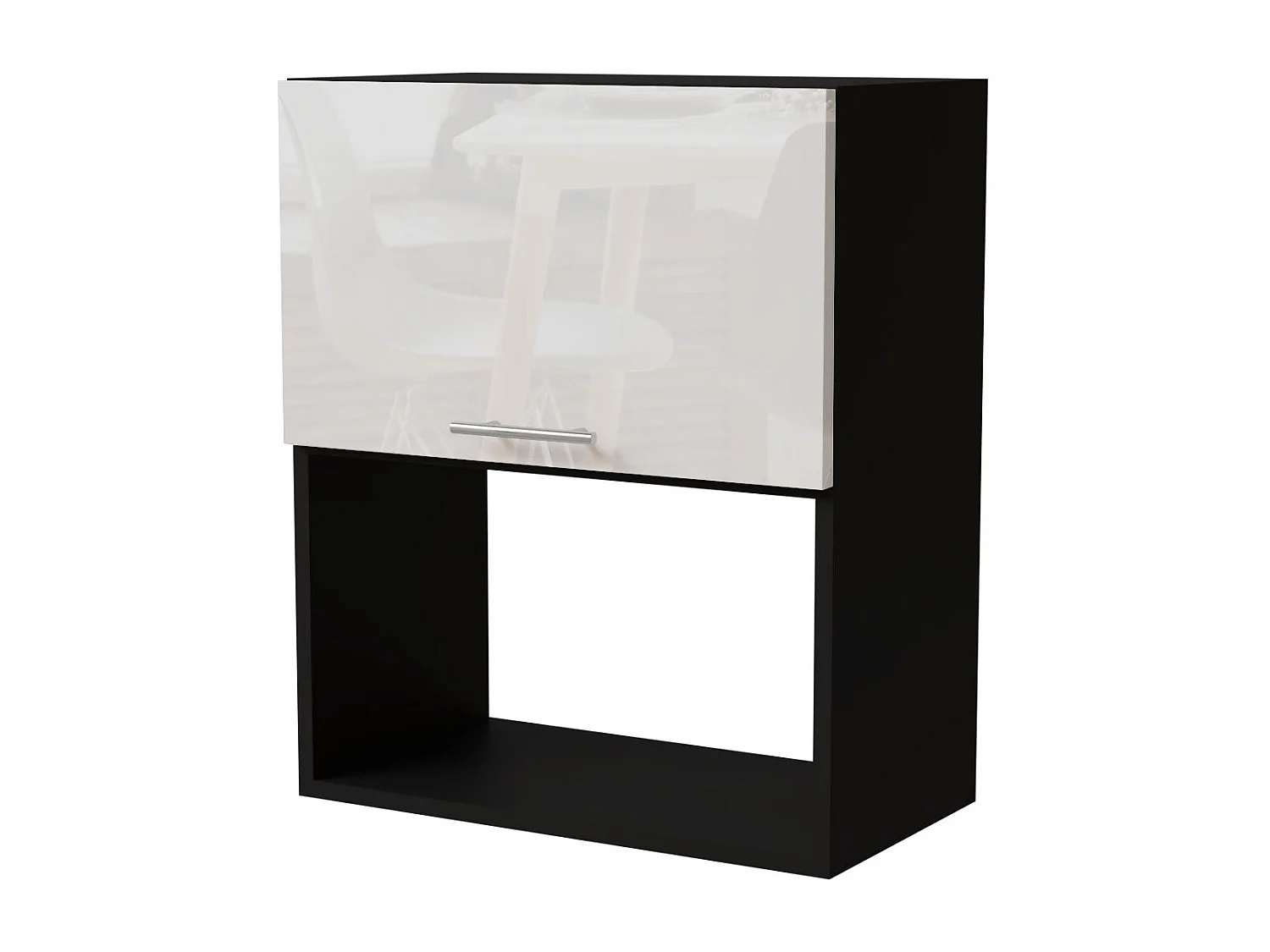 MIKROWELLENUMBAUSCHRANK Essen W2MK/60 Weiß Hochglanz / Schwarz Matt 60 / 32,5 / 72cm