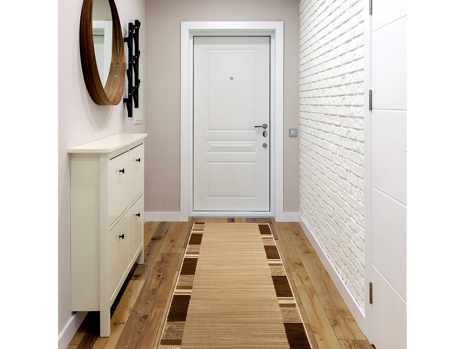 Passatoia ROYAL FB23 CORNICE RETTANGOLARE beige / crema 80x310 cm