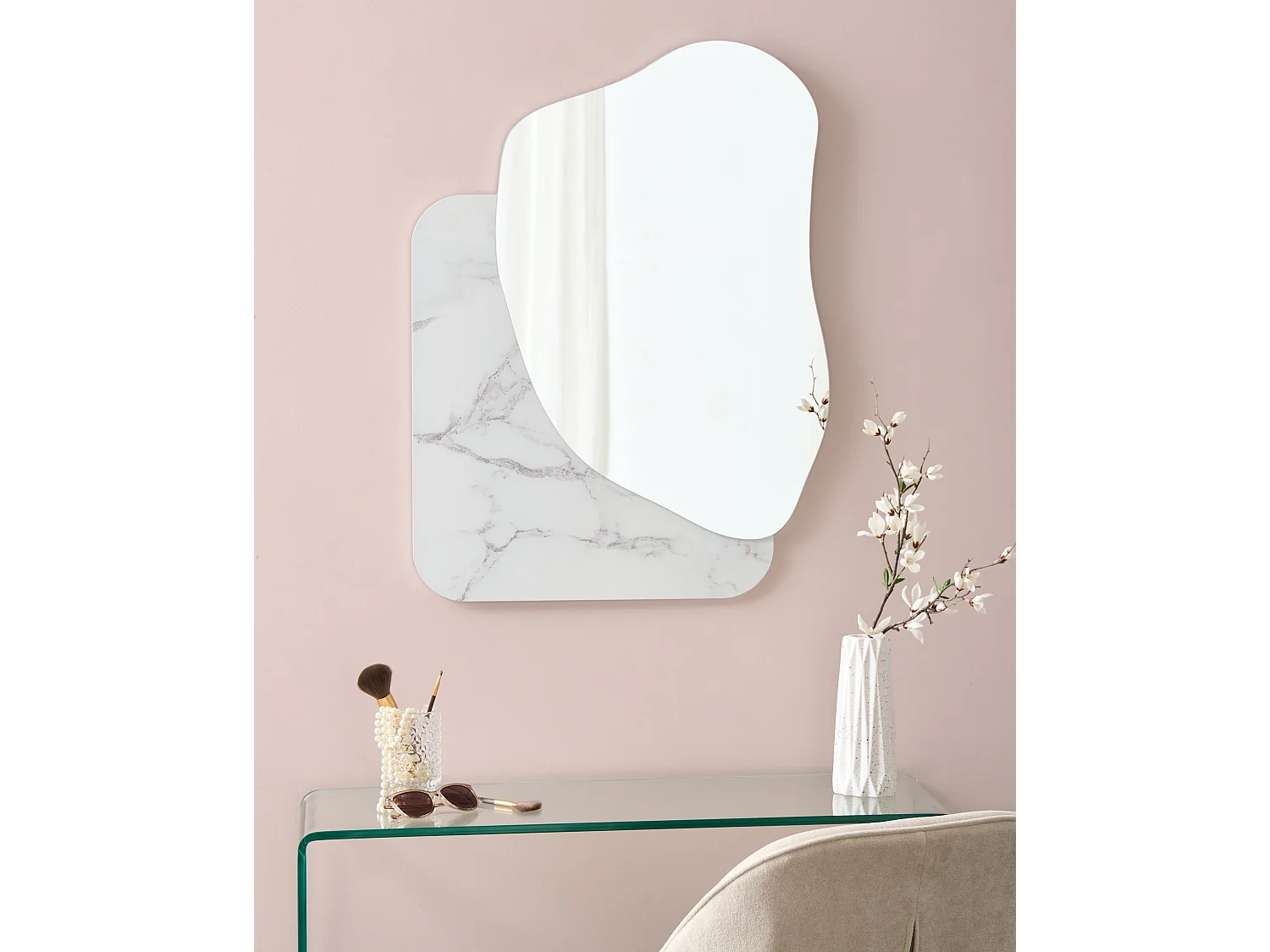 Miroir ARVERT 60 cm 80 cm Marbre blanc