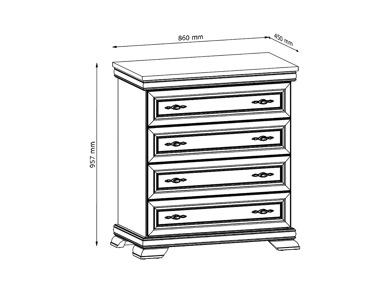 SCHUBLADENKOMMODE Kora Andersen Pinie 88 / 46 / 97cm